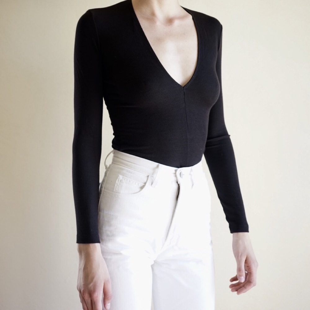 American Apparel Deep V Long Sleeve